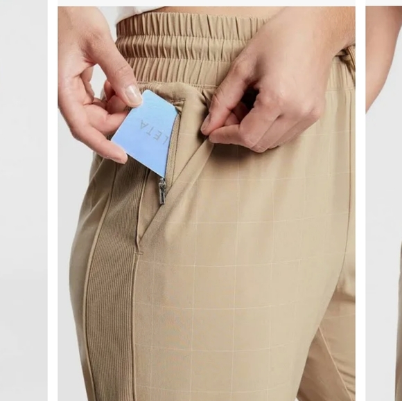 Athleta Brooklyn Textured Jogger Pants Silt Taupe Khaki Tan Women's Size 20 - Picture 3 of 15